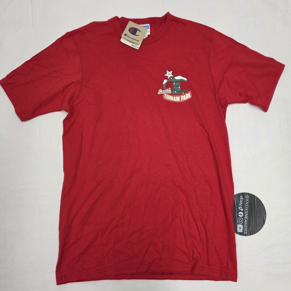 Champion Heritage Tee T-Shirt Red Santa's Terrain Park Holidays Men's Size Large